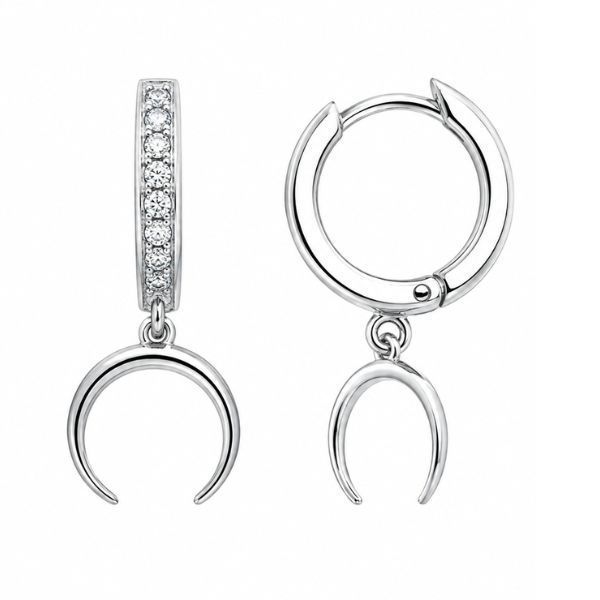 Сережки-кільця (конго) срібні фантазія з розсипом Silver Style (22361.12 sku:2300103316403) 22361.12 фото