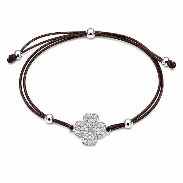 Браслет на нити шамбола Клевер с фианитами Silver Style 15-20 р. (801947.12 sku:2300104215385) 801947.12 фото