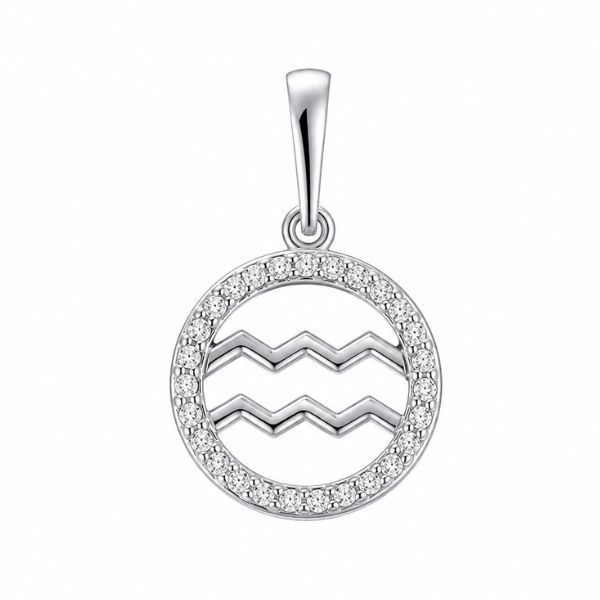 Підвіска срібна Водолій з фіанітом Silver Style (4.10Водолій sku:2300104362089) 4.10Водолій фото