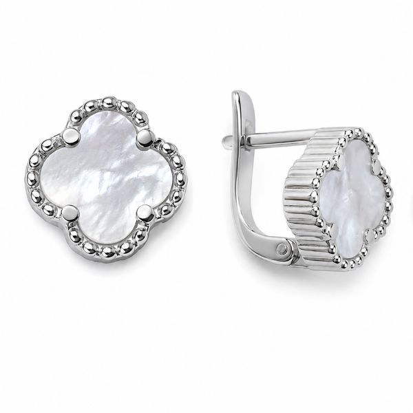Сережки срібні Конюшина з перламутром Silver Style (216910.80 sku:2300104183677) 216910.80 фото