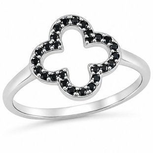 Каблучка срібна Конюшина з фіанітами Silver Style 17.5 р. (11482.10 sku:2300103963416) 11482.10 фото