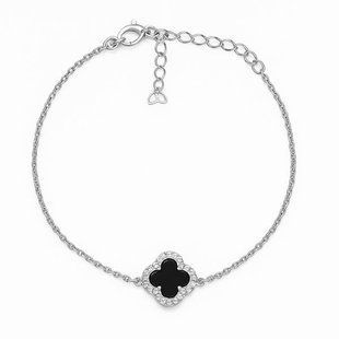 Браслет серебряный Клевер с ониксом и фианитами Silver Style 16-20 р. (810816.60 sku:2300104299026) 810816.60 фото
