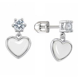 Серьги-пусеты (гвоздики) серебряные Сердце с фианитом Silver Style (321920.40 sku:2300104197414) 321920.40 фото
