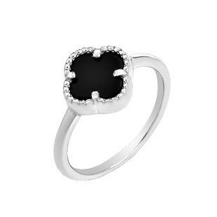 Кольцо серебряное Клевер с ониксом Silver Style 17 р. (112216.80 sku:2300104184780) 112216.80 фото