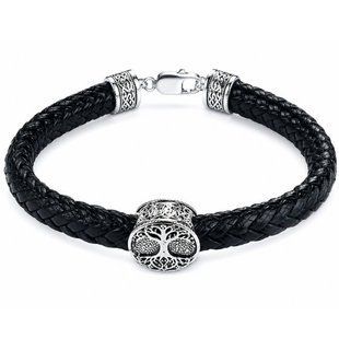 Браслет шкіряний зі вставками срібла Silver Style 21 р. (822226.10 sku:2300104128210) 822226.10 фото