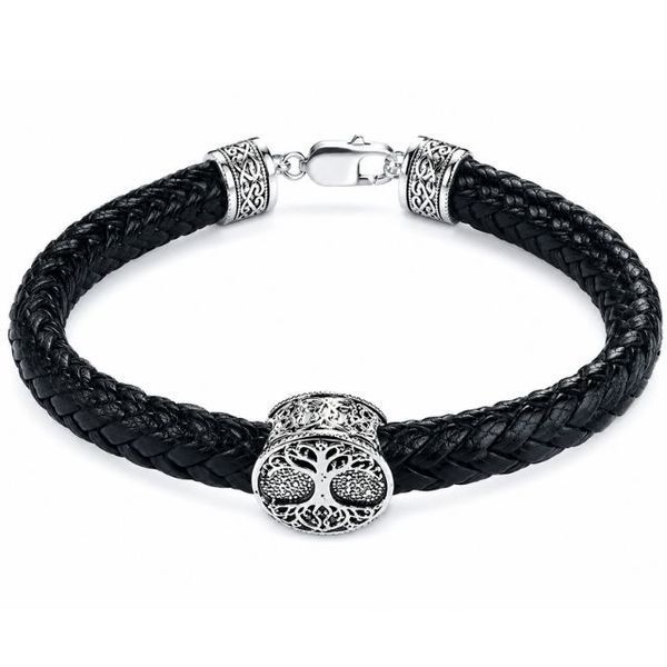 Браслет шкіряний зі вставками срібла Silver Style 21 р. (822226.10 sku:2300104128210) 822226.10 фото