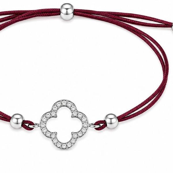 Браслет на нити шамбола Клевер с фианитами Silver Style 15-20 р. (800146.12 sku:2300104306373) 800146.12 фото