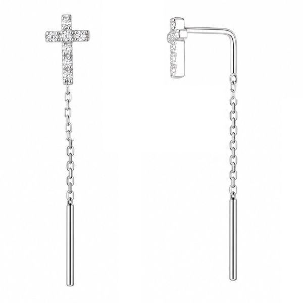 Сережки-протяжки срібні з фіанітами Silver Style (32231.12 sku:2300104163723) 32231.12 фото