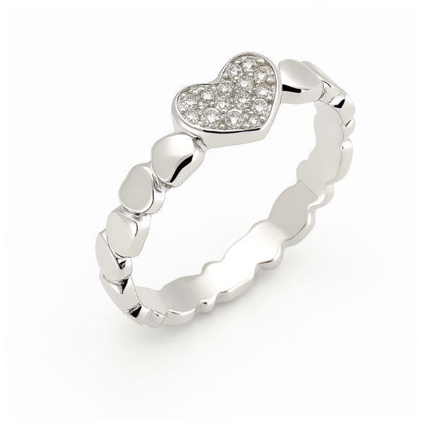 Каблучка срібна Серце з фіанітами Silver Style 17 р. (11711.10 sku:2300103898251) 11711.10 фото