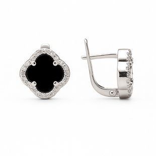 Серьги серебряные Клевер с ониксом Silver Style (216816.80 sku:2300104287061) 216816.80 фото