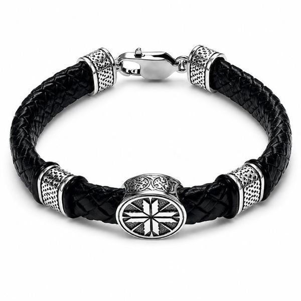 Браслет шкіряний зі вставками срібла Silver Style 21 р. (822926.10 sku:2300104127404) 822926.10 фото