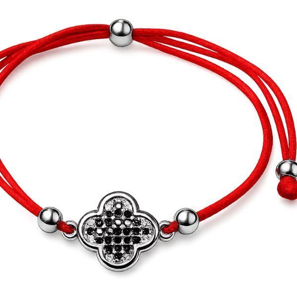 Браслет на нити шамбола Клевер с фианитами Silver Style 15-20 р. (80062.12 sku:2300104211561) 80062.12 фото