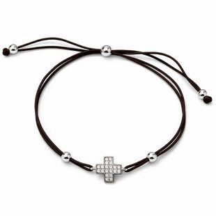 Браслет на нити шамбола Крест с фианитами Silver Style 15-20 р. (802447.12 sku:2300104215187) 802447.12 фото