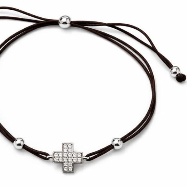 Браслет на нити шамбола Крест с фианитами Silver Style 15-20 р. (802447.12 sku:2300104215187) 802447.12 фото