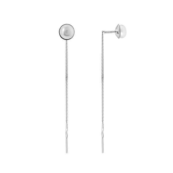 Серьги-протяжки серебряные с жемчугом Silver Style (СВ060.1 sku:4443007345297) СВ060.1 фото