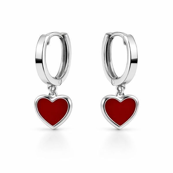 Сережки-кільця (конго) срібні Серце з емаллю Silver Style (21163016.00 sku:2300103799565) 21163016.00 фото