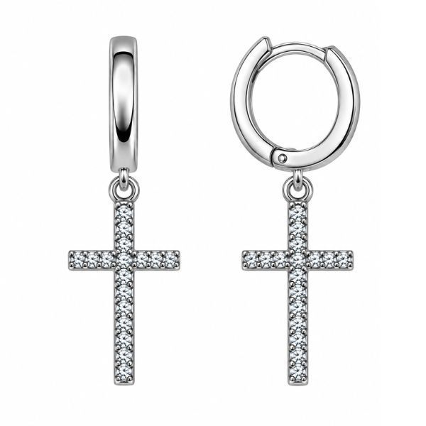 Серьги-кольца (конго) серебряные фантазия с россыпью Silver Style (24141.10 sku:2300104331290) 24141.10 фото